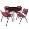 Kee Kee Round Table & Chair Set, Wood, Metal, Plastic Top, Mahogany TB42RNDMHBPCM47BY - alternate 1